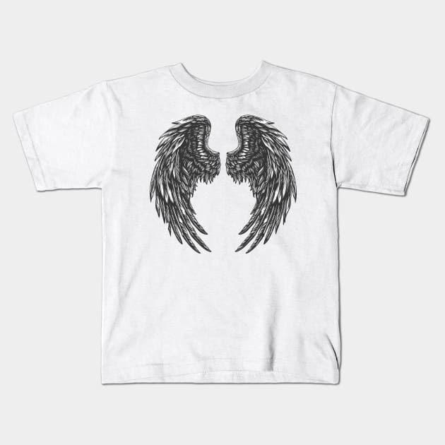 Archangel Wings Kids T-Shirt by Rowdy Designs